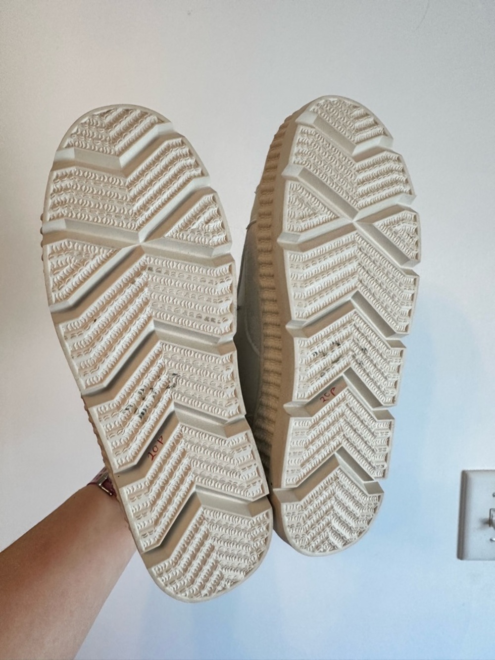 Cream Lace-Up High Top Sneakers - Picture 4 of 9